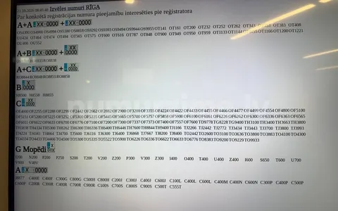 CSDD izvēles numurzīmju saraksts Rīgā, foto 21.10.2026 plkst. 08:45